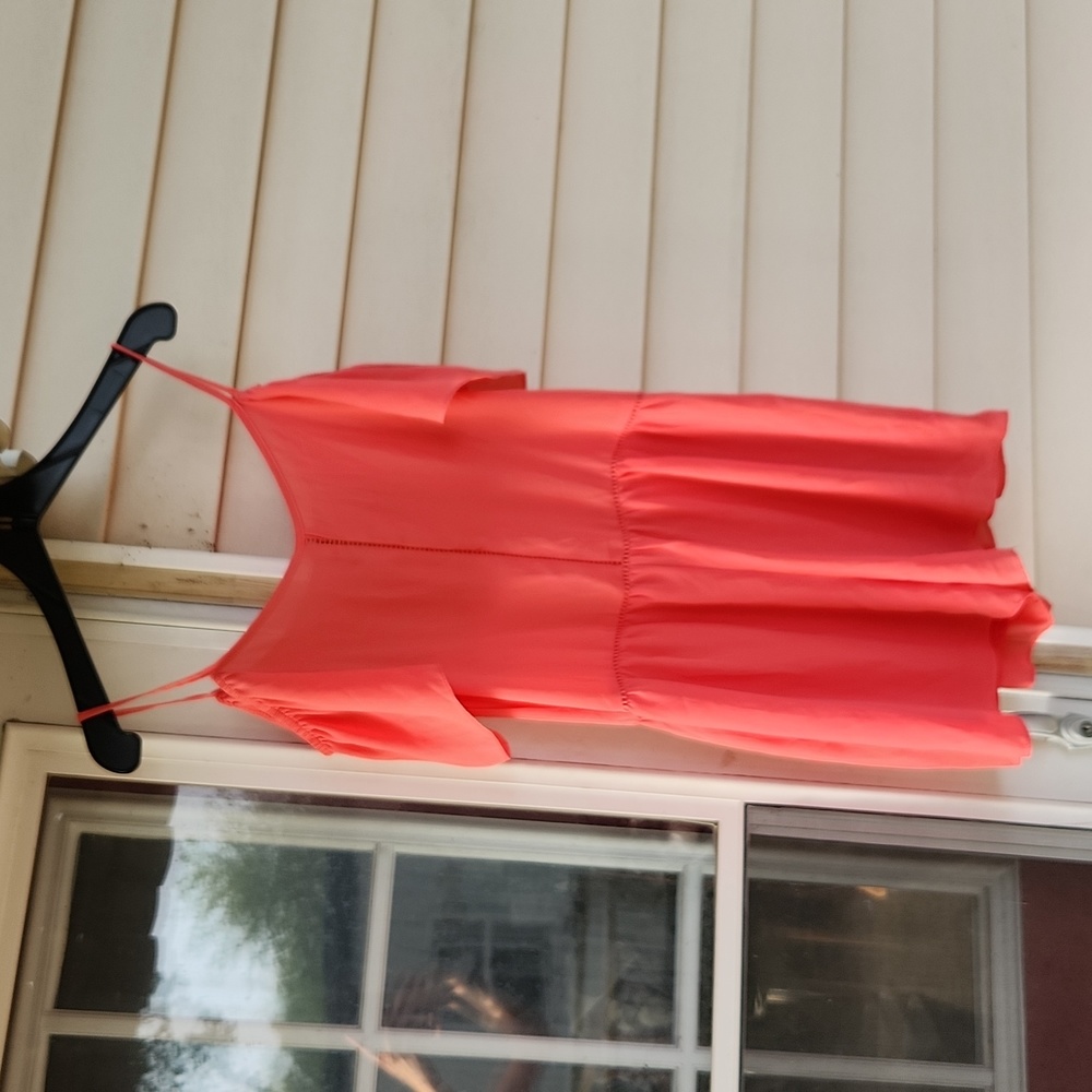 Pink coral off the shoulder chiffon romper Small Ing